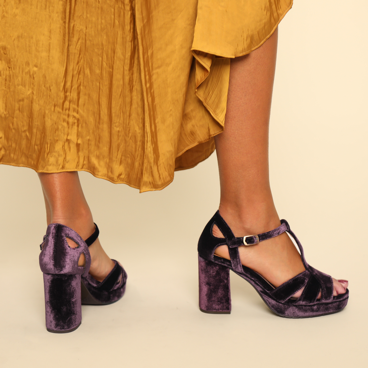 Valerie Velvet Plum AW High Sandal by Esska
