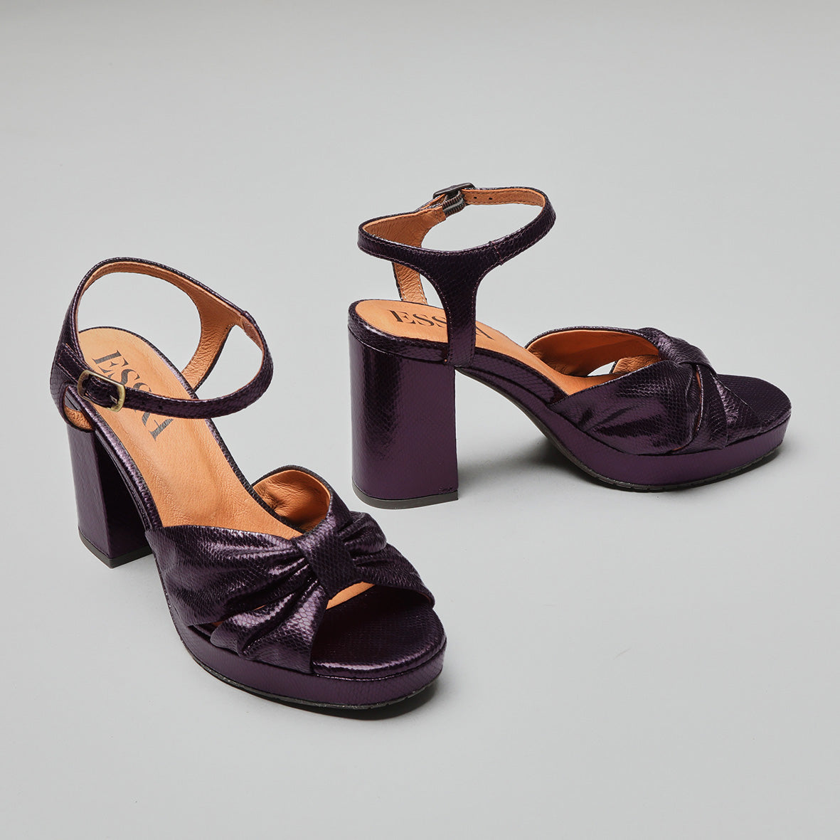 Vanya Metallic Purple High Sandal by Esska Shoes Ltd