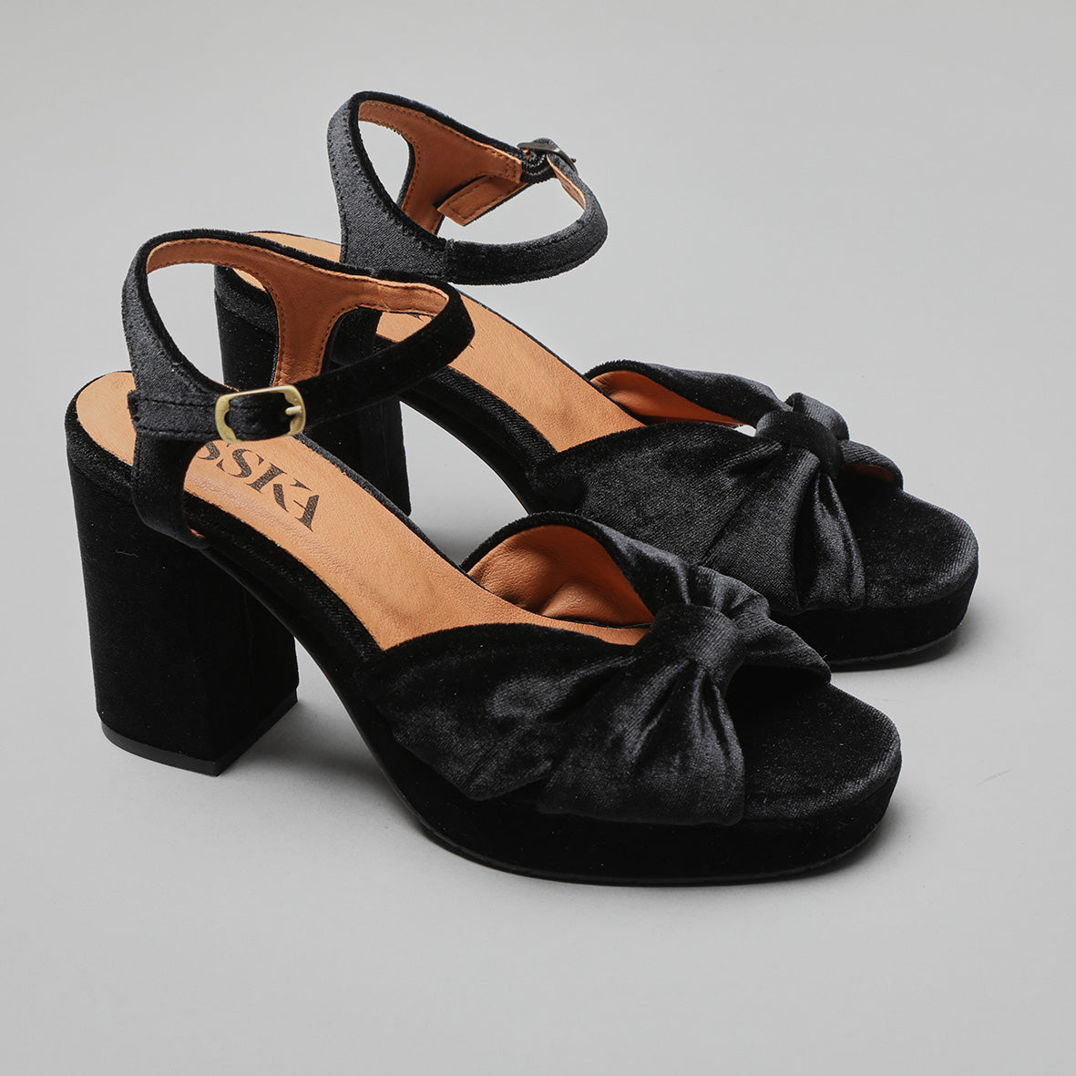 Vanya Velvet Black High Sandal by Esska Shoes Ltd