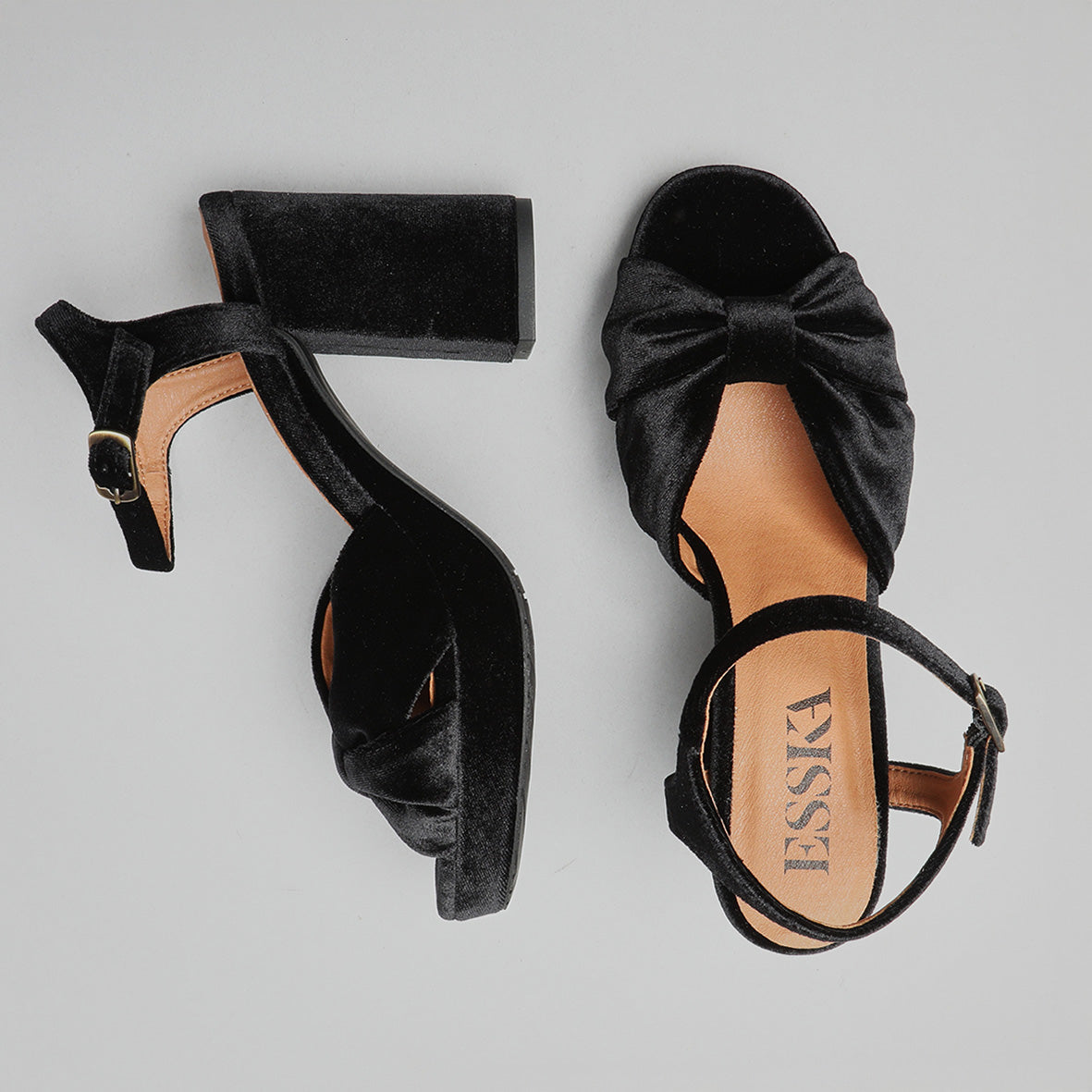 Vanya Velvet Black High Sandal by Esska Shoes Ltd