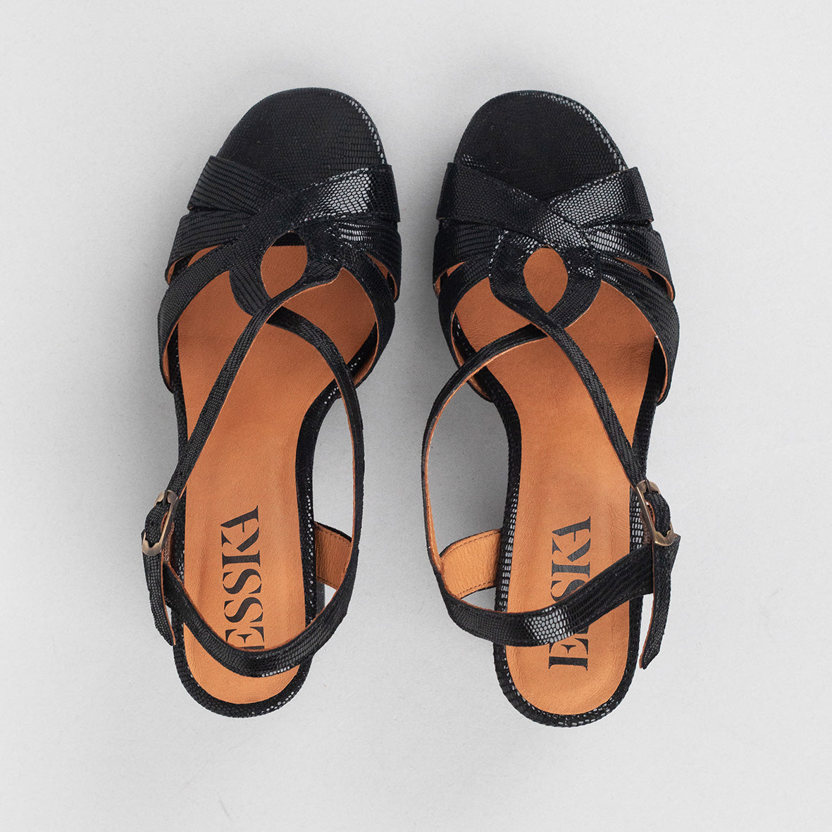 Veda Metallic Black High Sandal by Esska