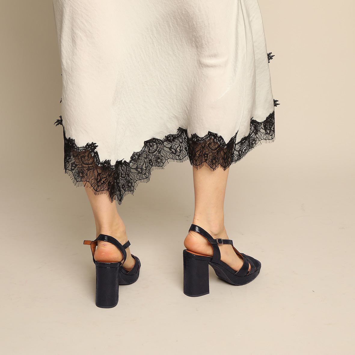 Veda Metallic Black High Sandal by Esska