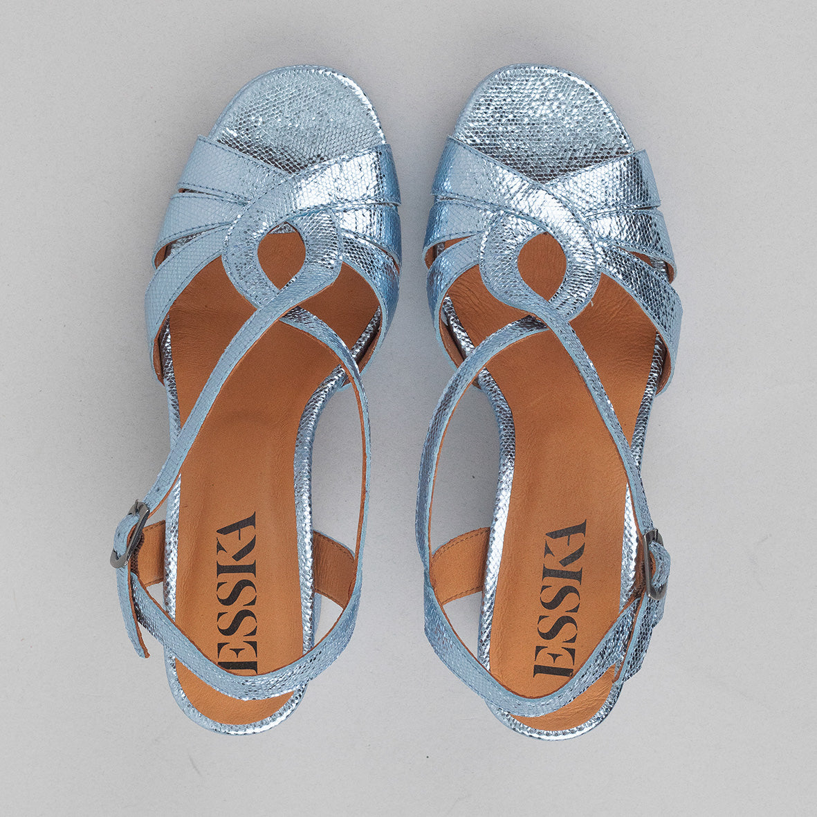 Veda Metallic Blue High Sandal by Esska