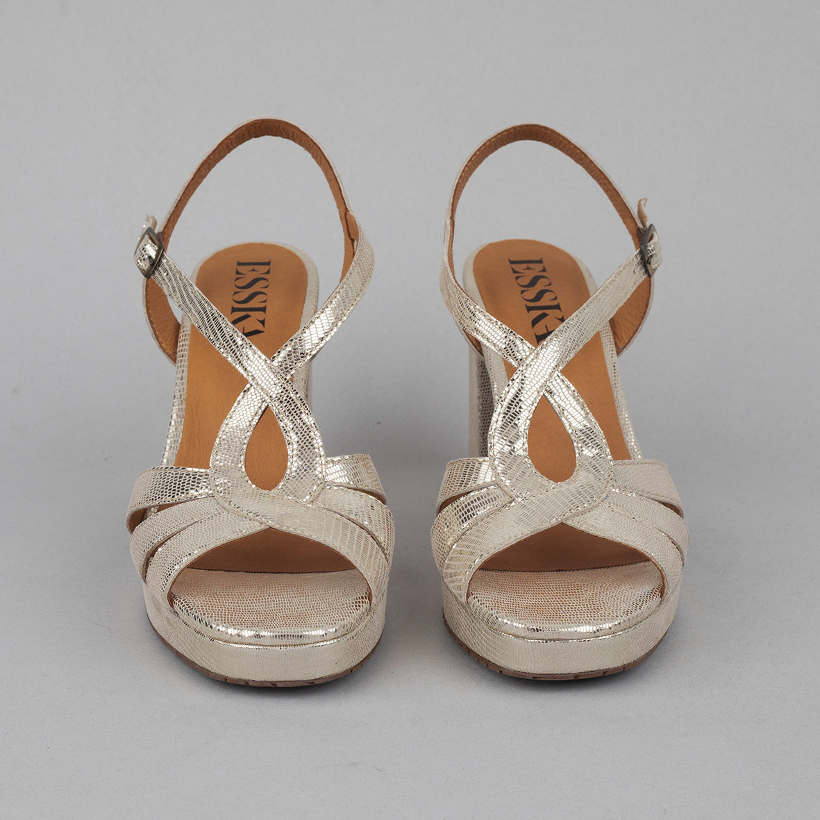 Veda Platinum High Sandal by Esska