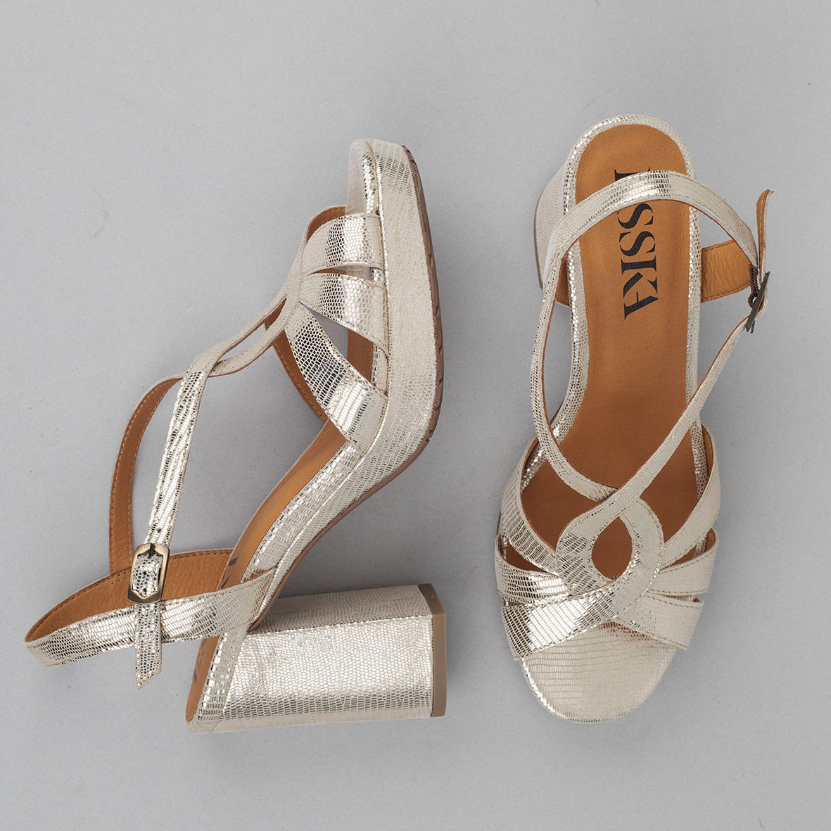 Veda Platinum High Sandal by Esska