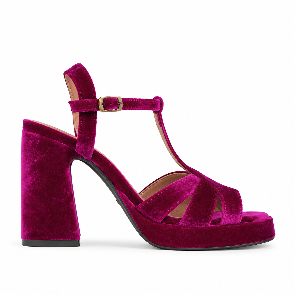 Gaia Velvet Magenta High Sandal by Esska