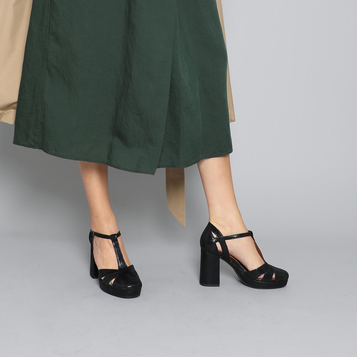 Venice Black Mid High Shoe by Esska