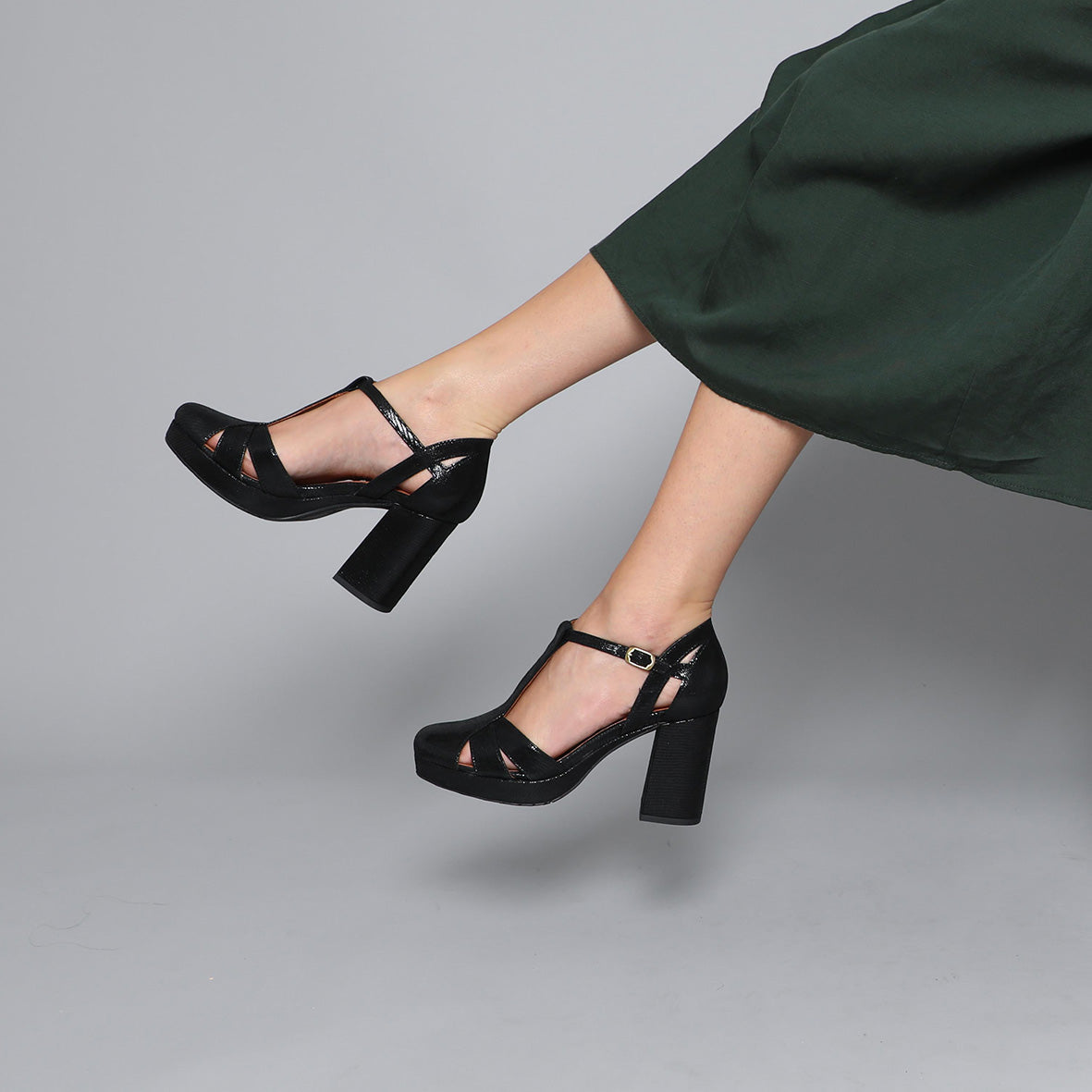 Venice Black Mid High Shoe by Esska