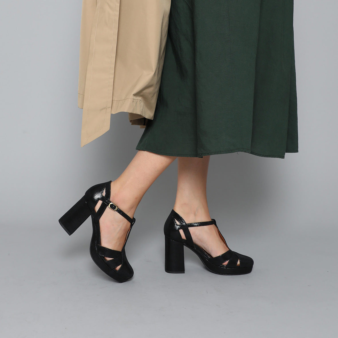 Venice Black Mid High Shoe by Esska