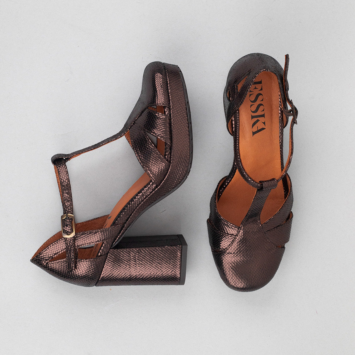 Venice Metallic Dark Brown High Shoe by Esska