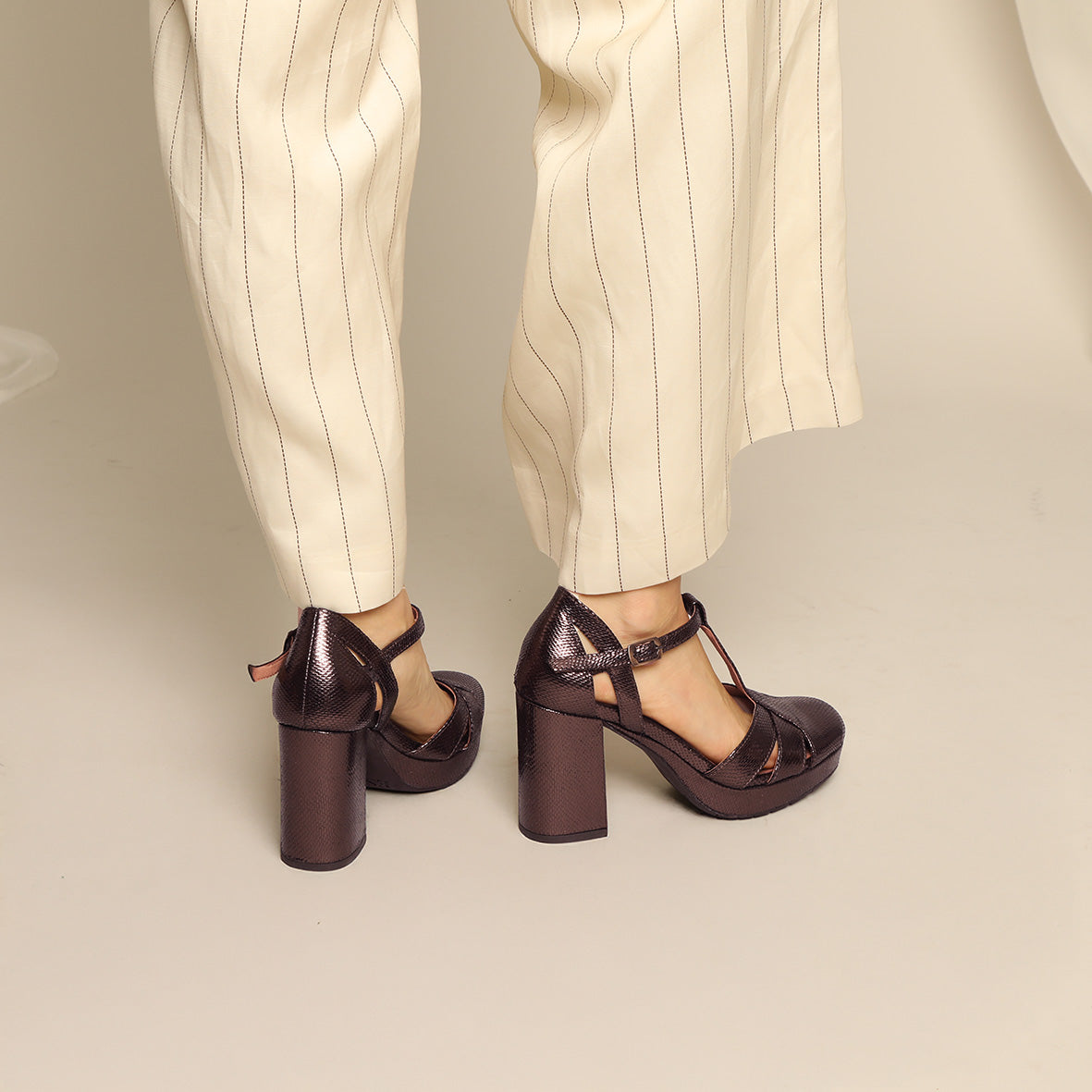 Venice Metallic Dark Brown High Shoe by Esska