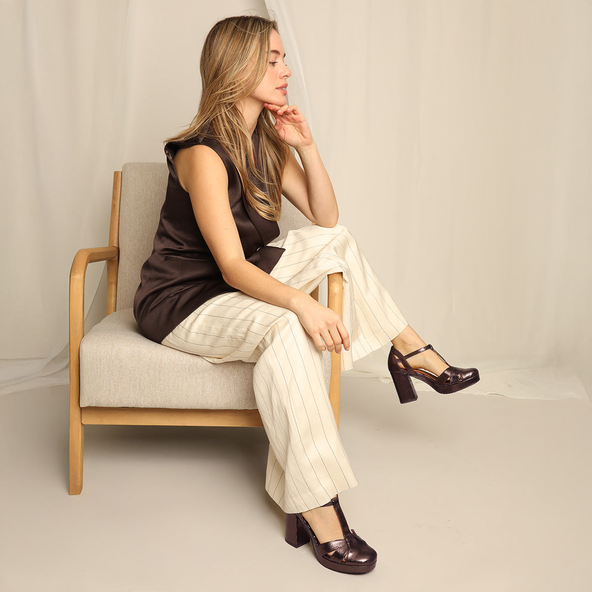 Venice Metallic Dark Brown High Shoe by Esska