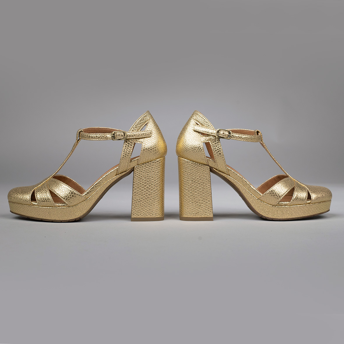 Venice Vegan Embossed Gold Mid High Shoe by Esska