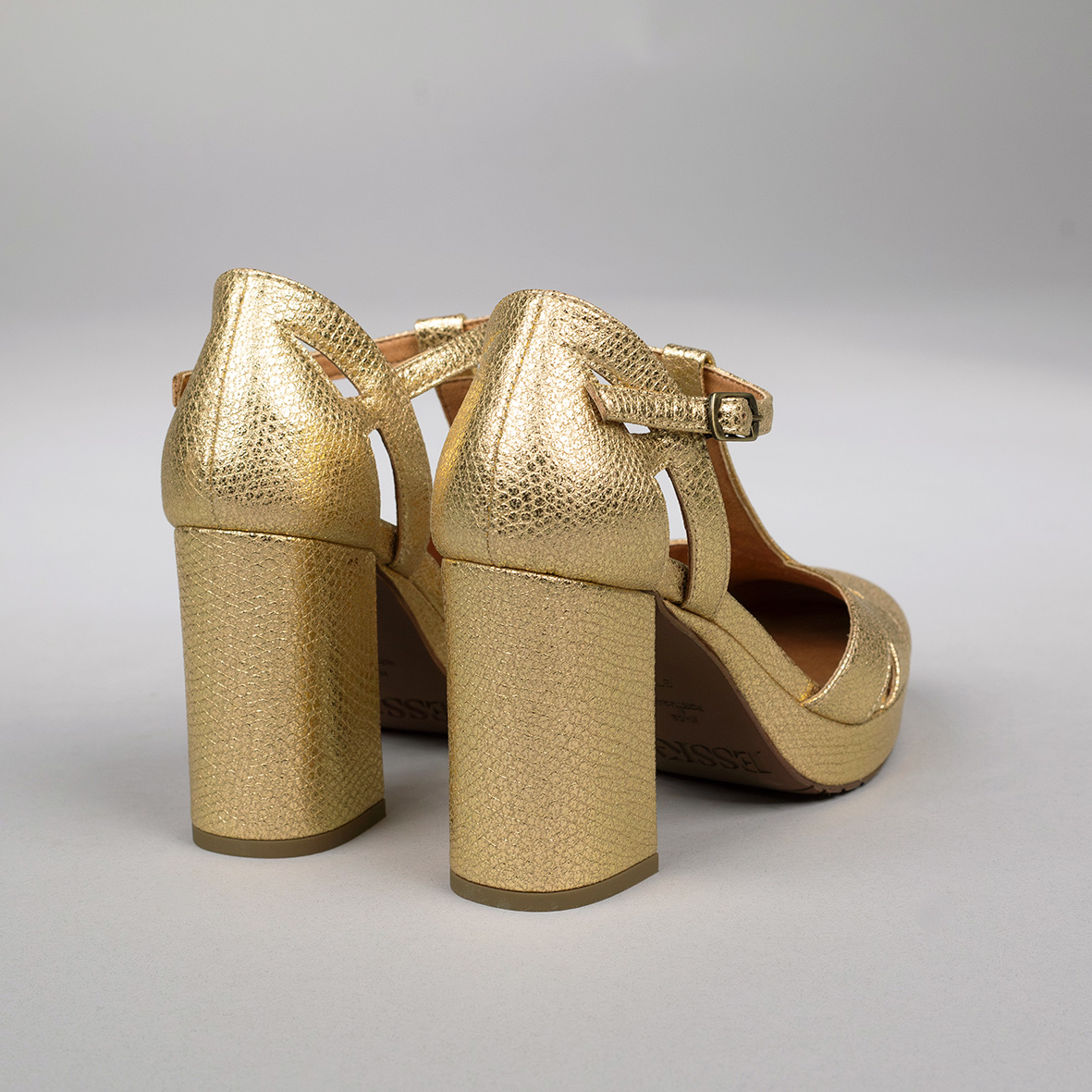 Venice Vegan Embossed Gold Mid High Shoe by Esska