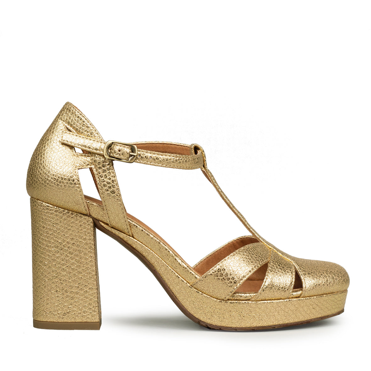 Venice Vegan Embossed Gold Mid High Shoe by Esska