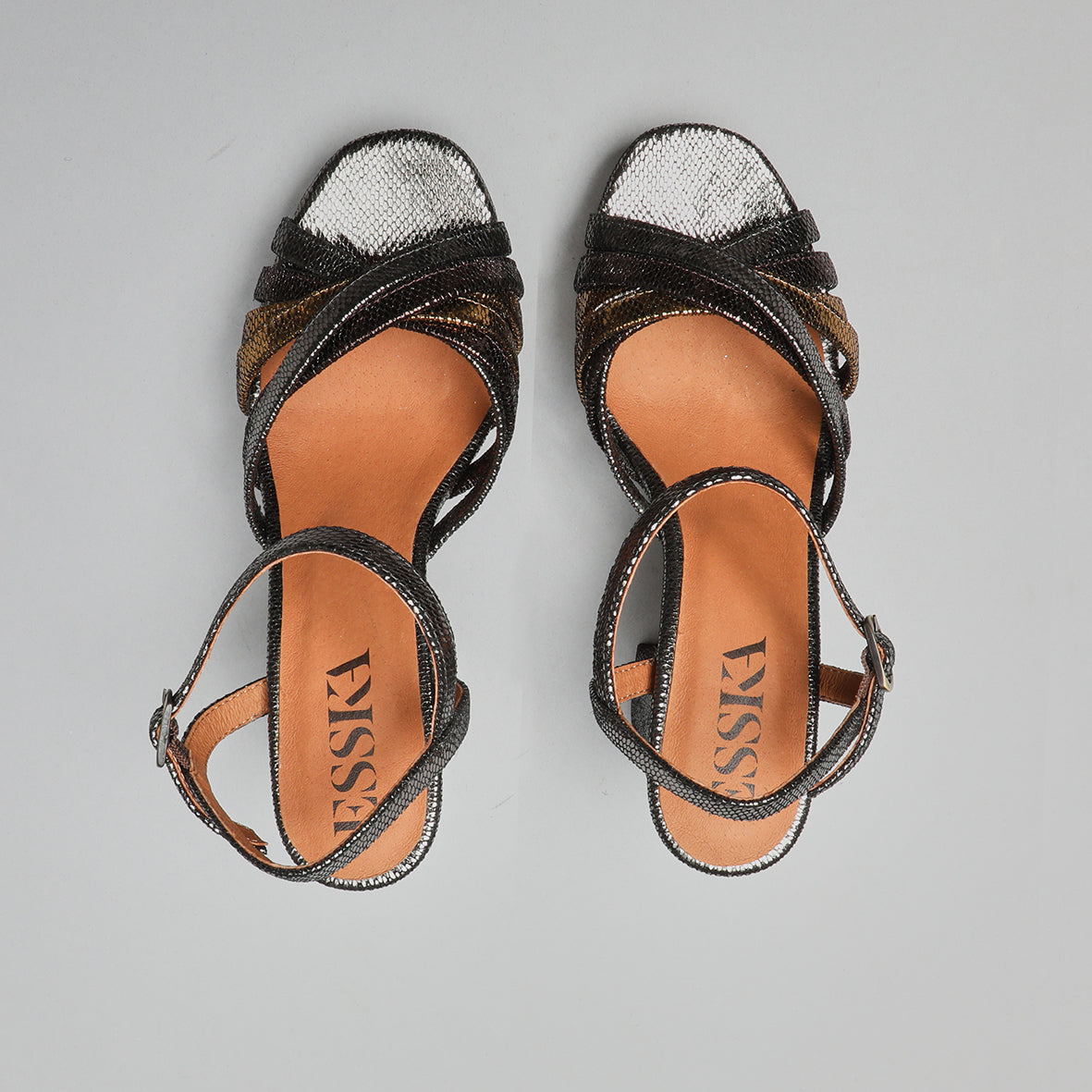 Veronica Metallic Niquel High Sandal by Esska