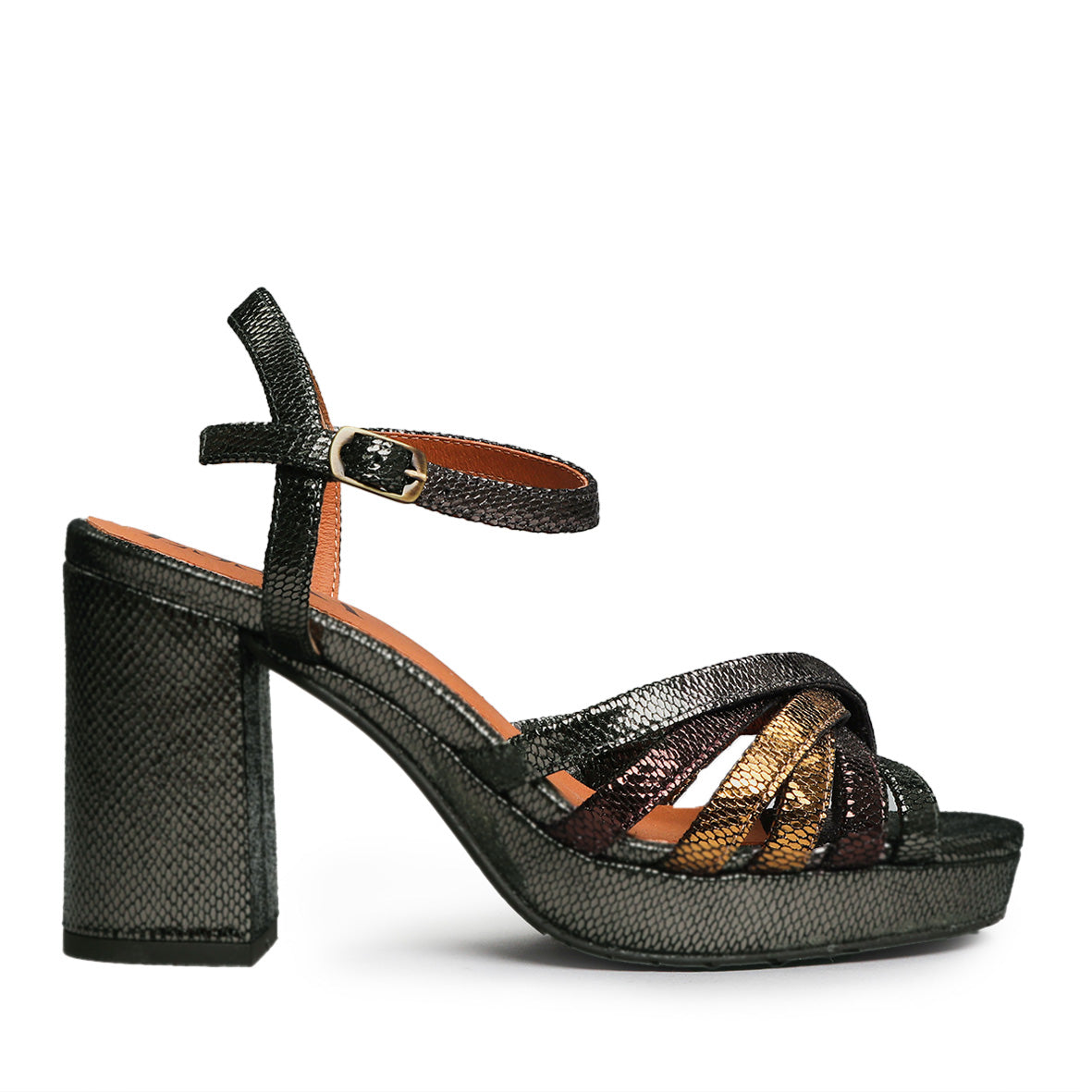 Veronica Metallic Niquel High Sandal by Esska