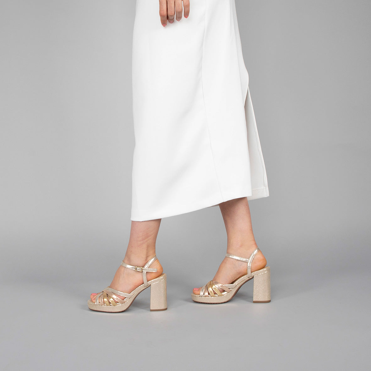 Veronica Vegan Platinum High Sandal by Esska