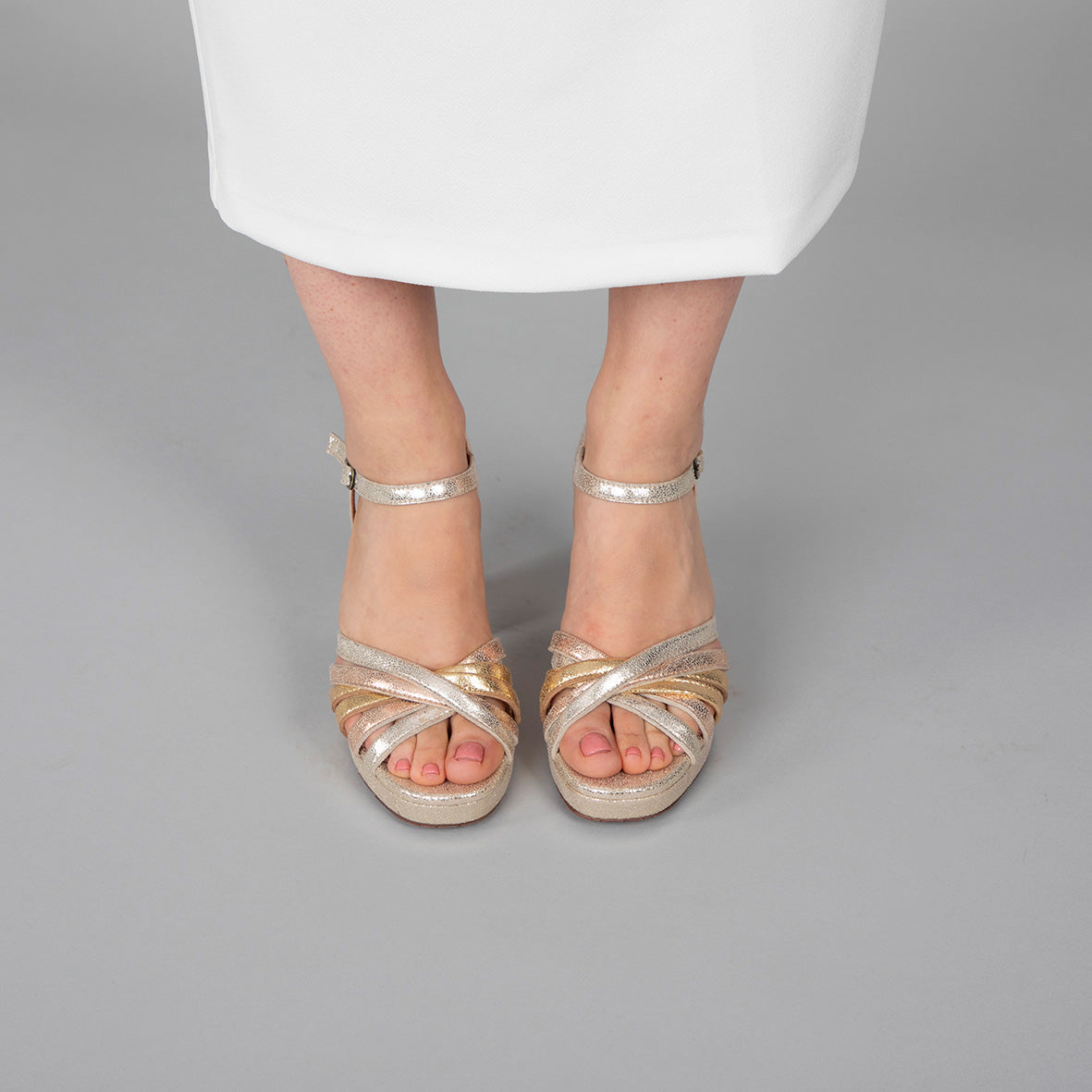 Veronica Vegan Platinum High Sandal by Esska