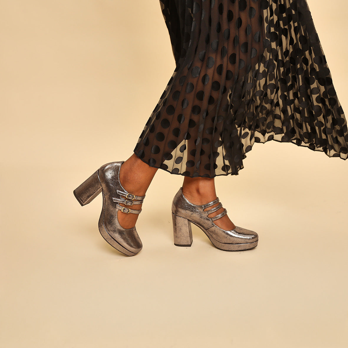 Violet Metallic Iron High Shoe by Esska Shoes Ltd