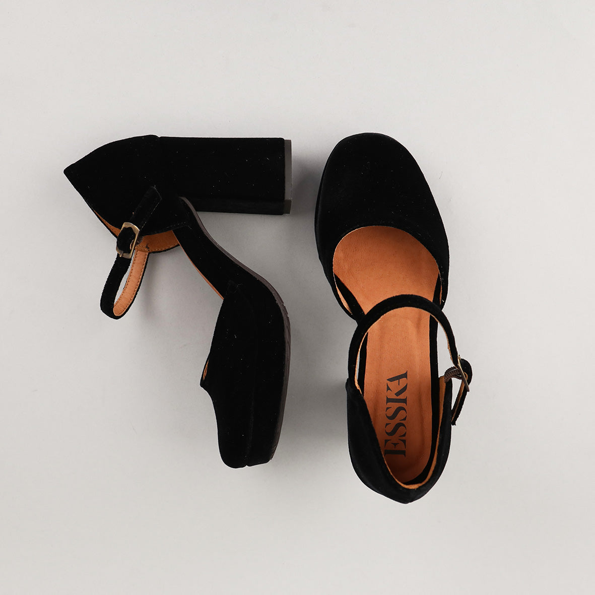 Viv Velvet Black High Shoe by Esska
