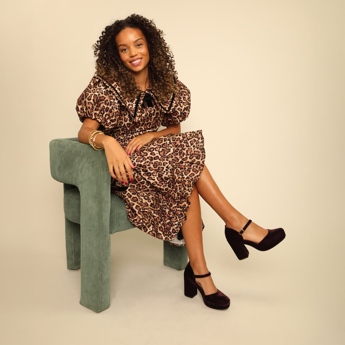 Viv Velvet Dark Brown High Shoe by Esska