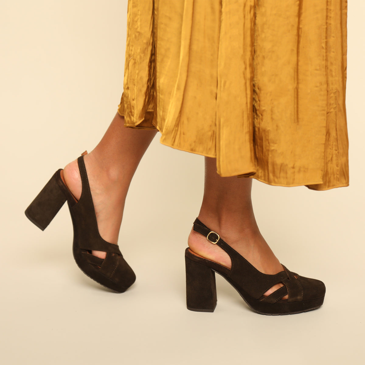 Vivian Dark Brown High Shoe by Esska