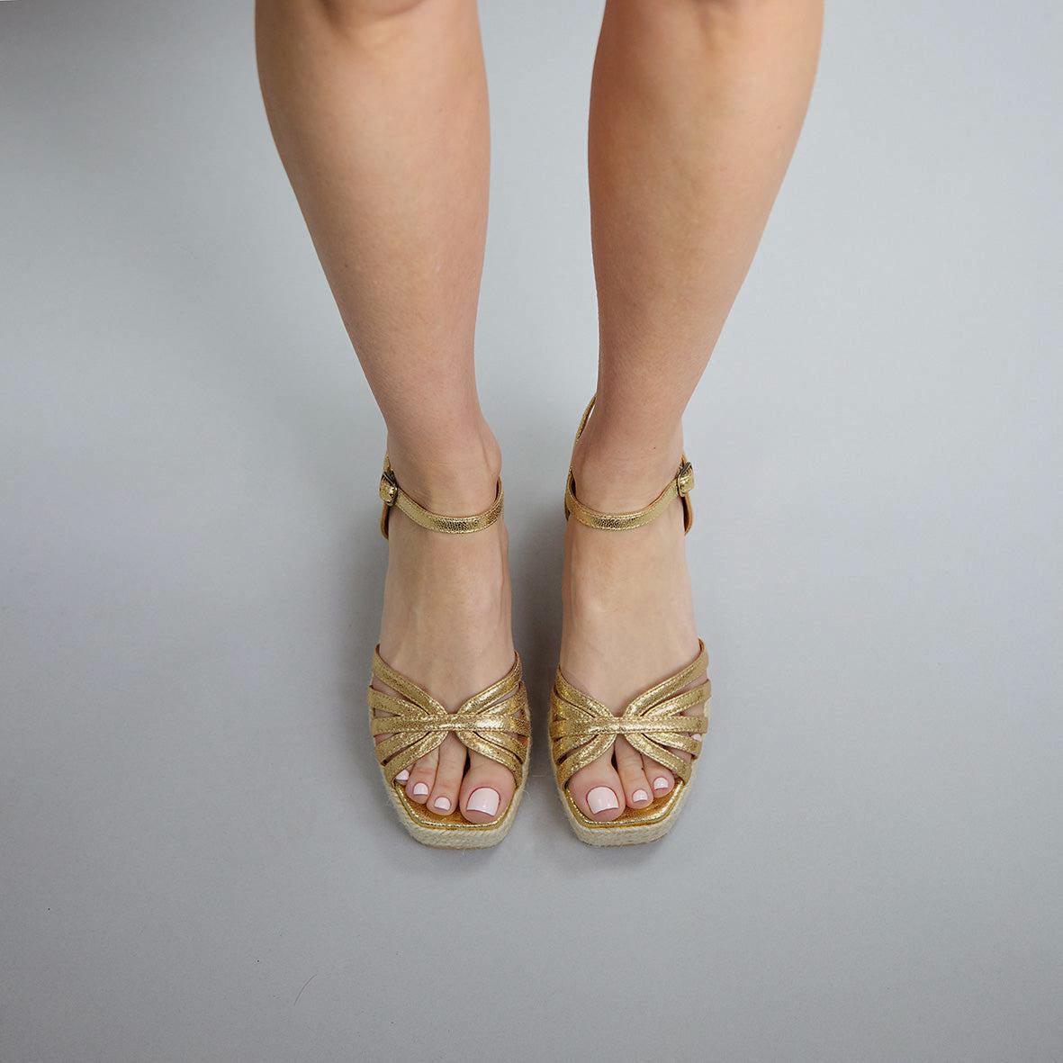 Wafa WIDE Vegan Gold Low Sandal by Esska