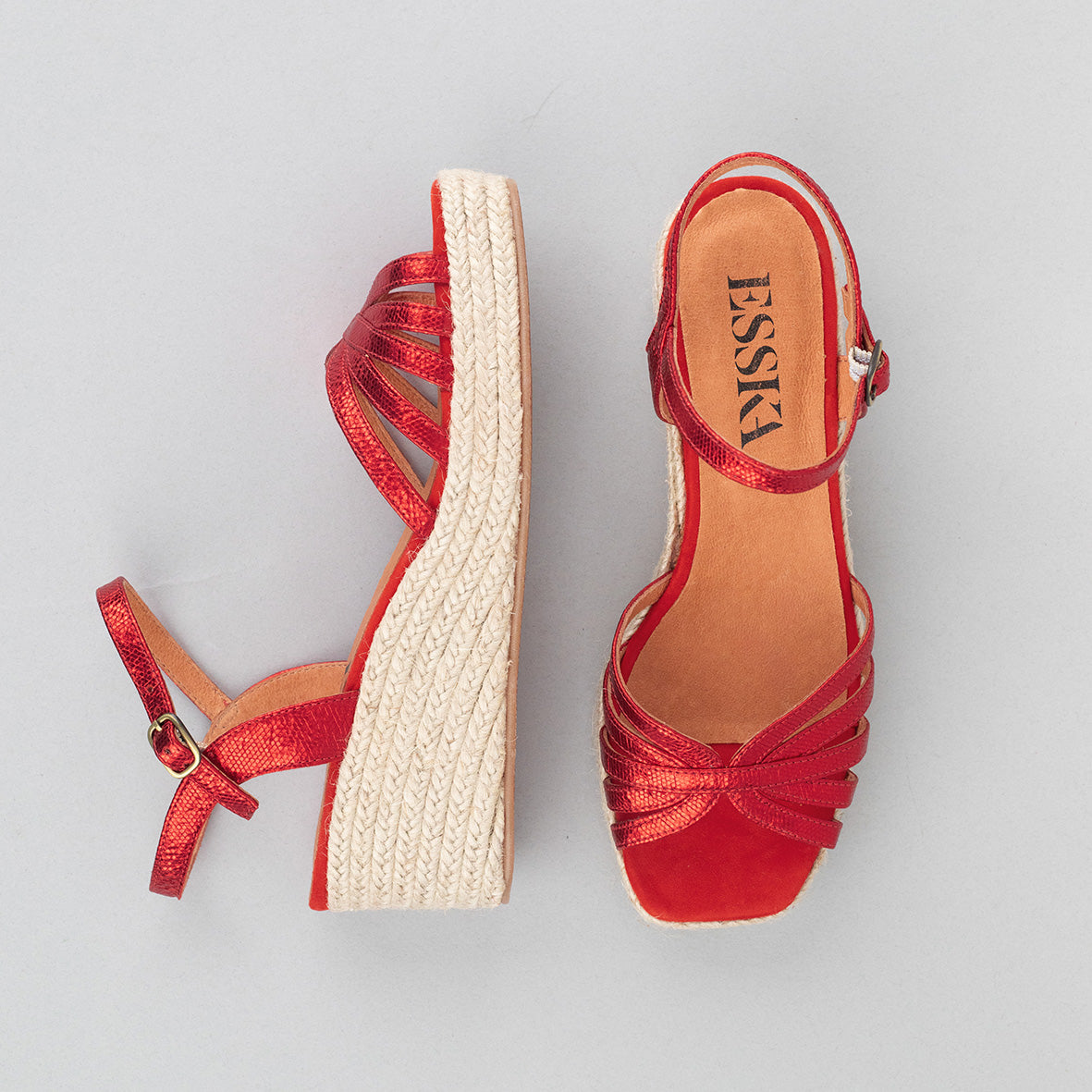 Wafa Metallic Red Low Sandal by Esska