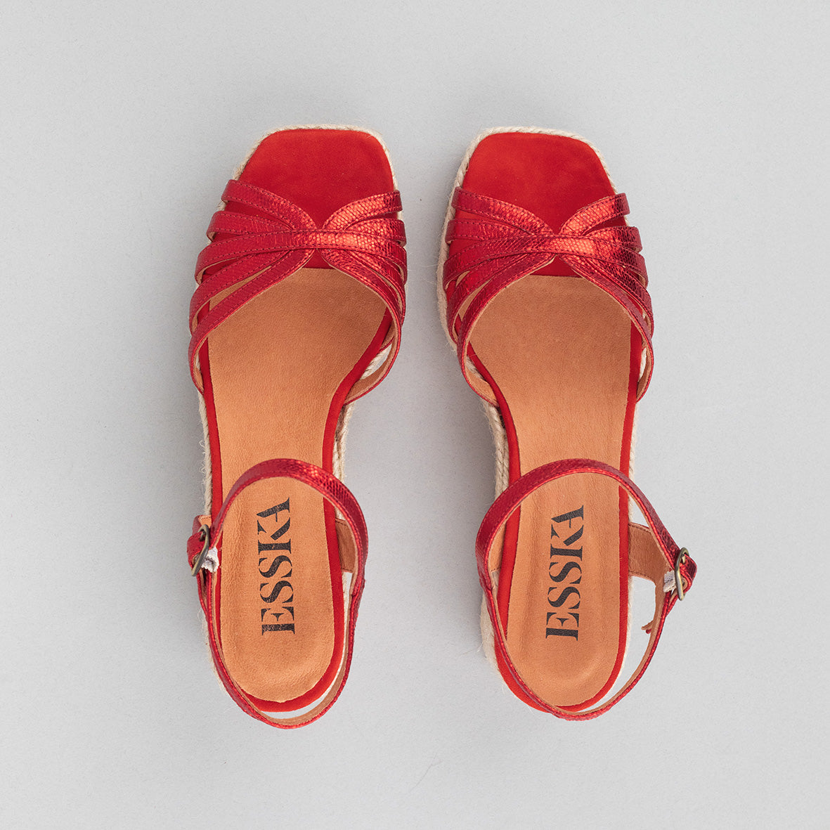Wafa Metallic Red Low Sandal by Esska