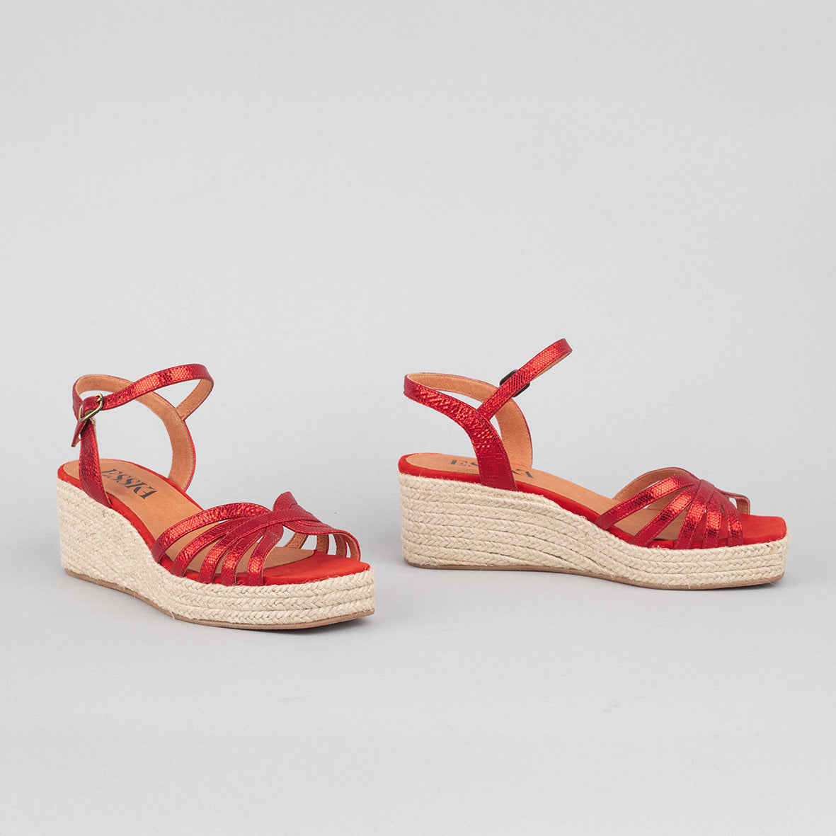 Wafa Metallic Red Low Sandal by Esska