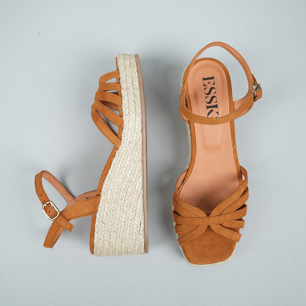 Wafa WIDE Tan Low Sandal by Esska
