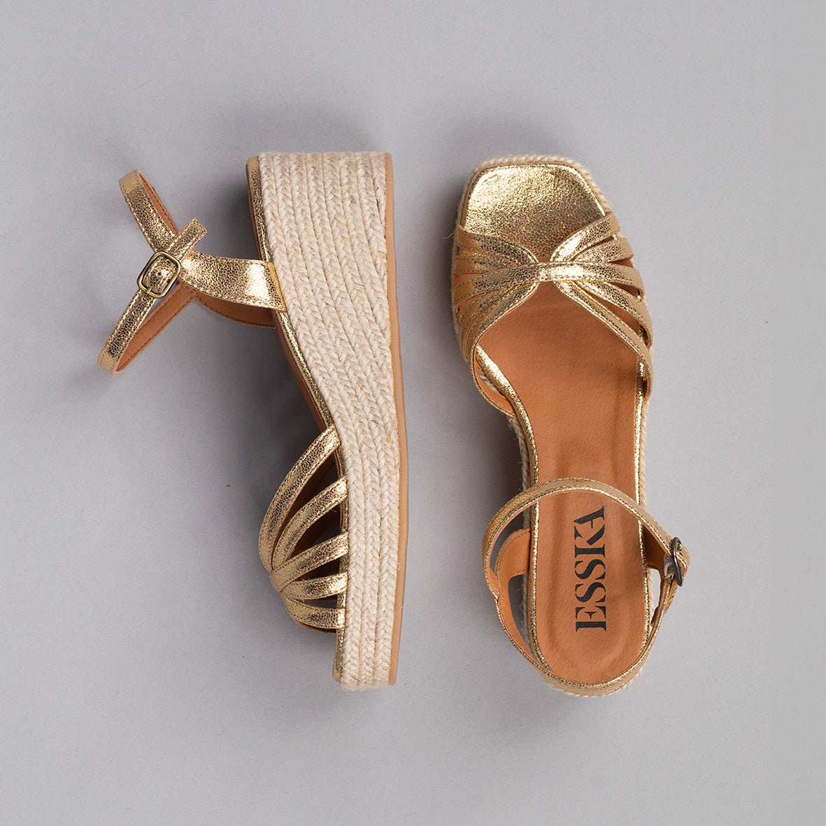 Wafa Vegan Gold Low Sandal by Esska