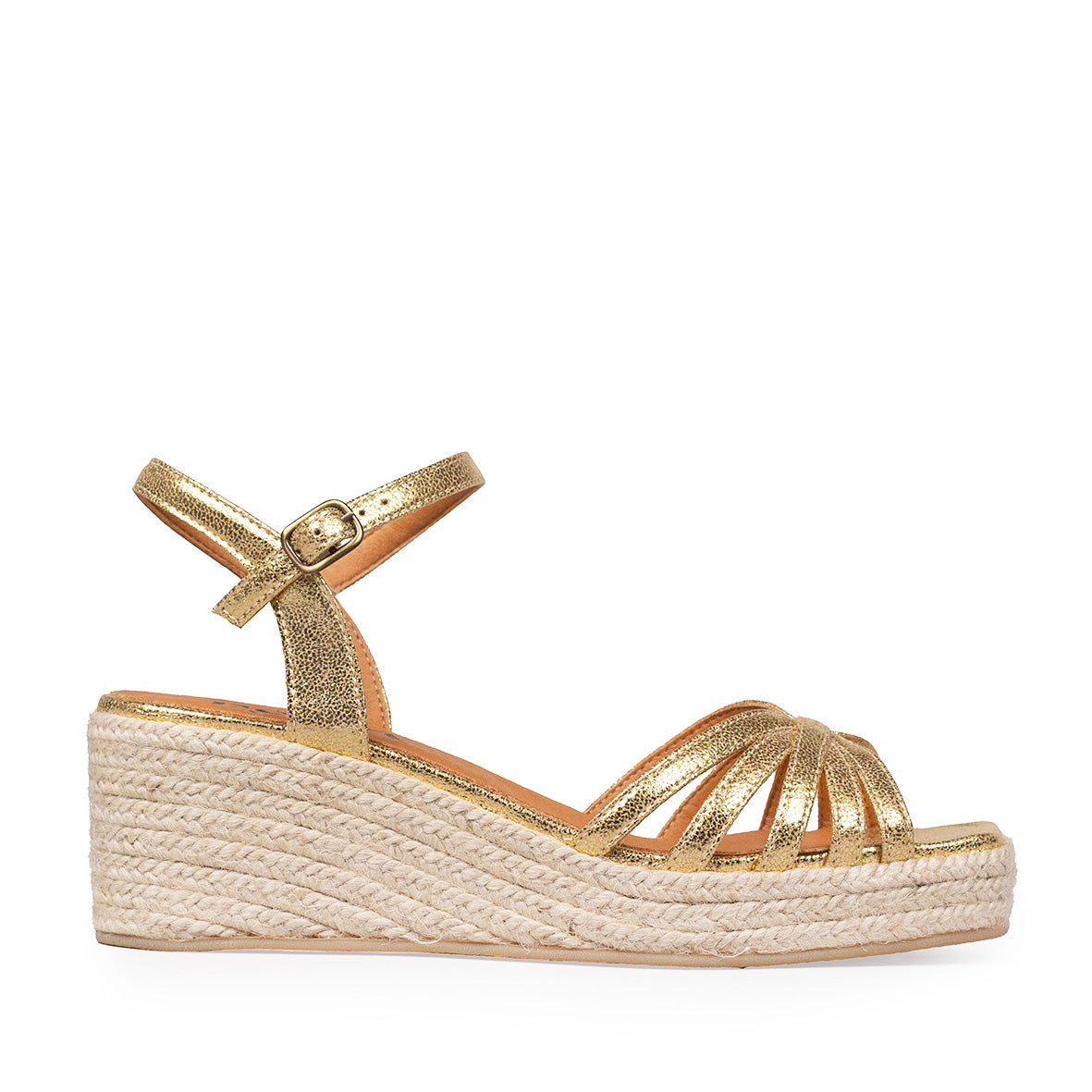 Wafa WIDE Vegan Gold Low Sandal by Esska