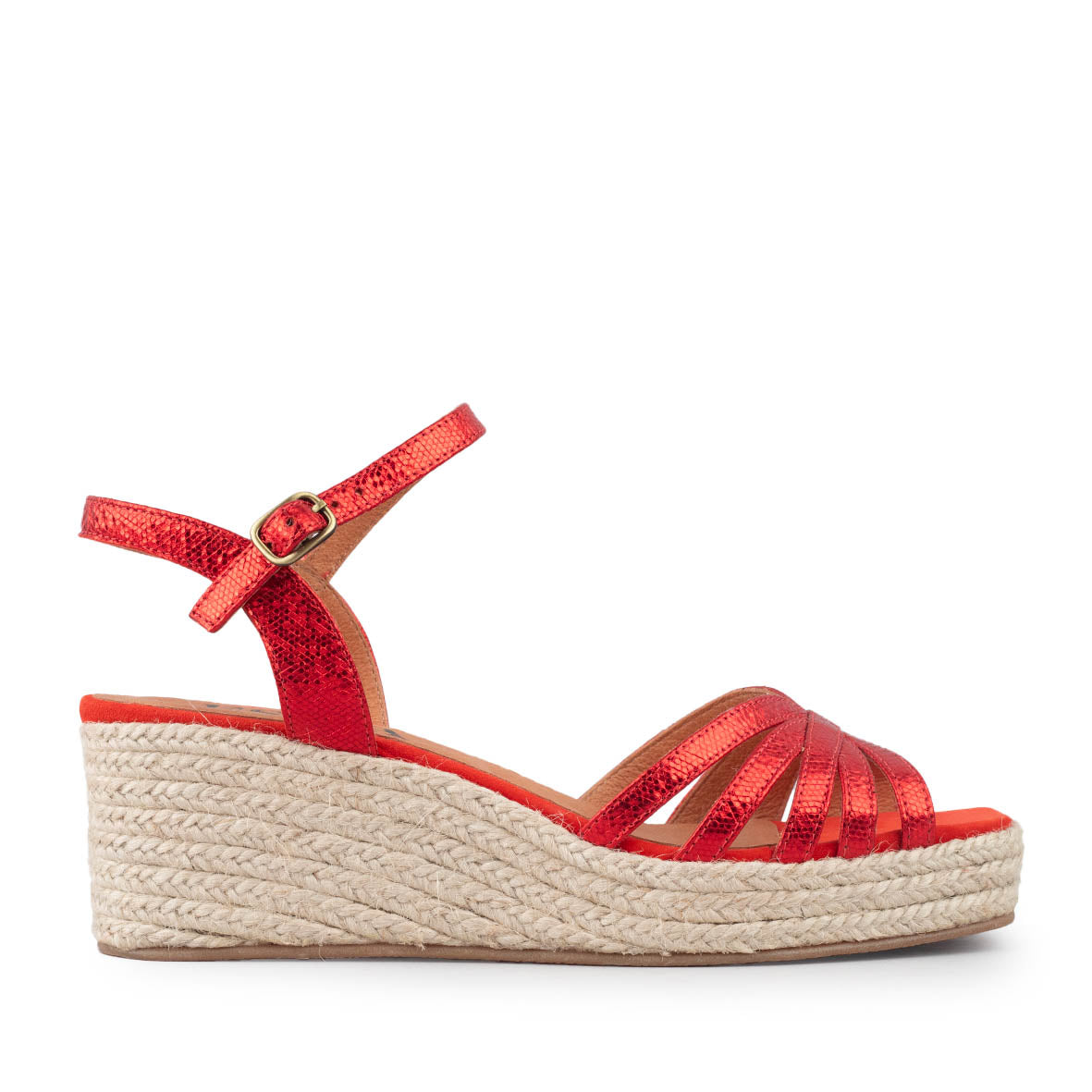 Wafa Metallic Red Low Sandal by Esska