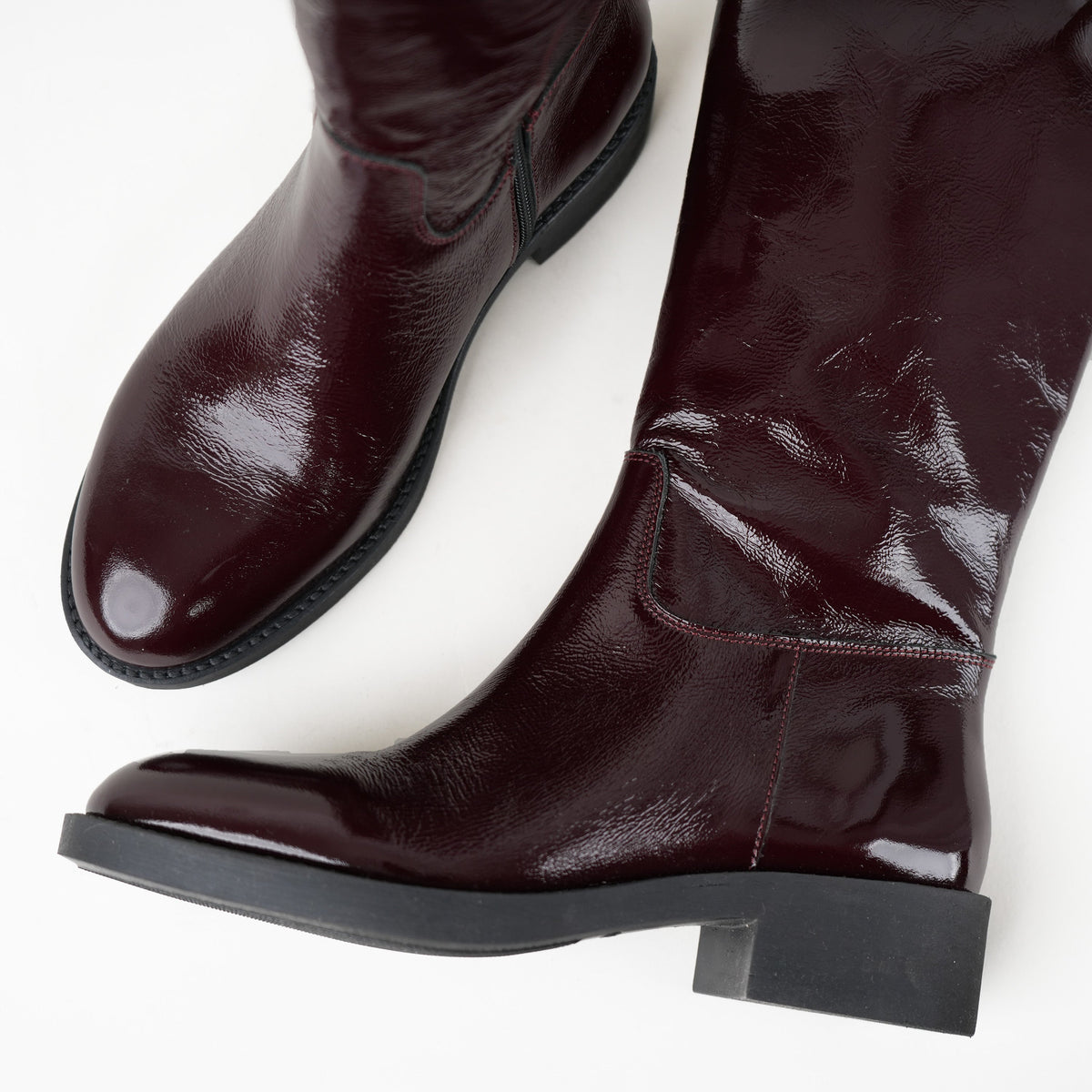 Sample - Wynter Patent Burgundy - Size 37 UK4 Flat Boot by Esska