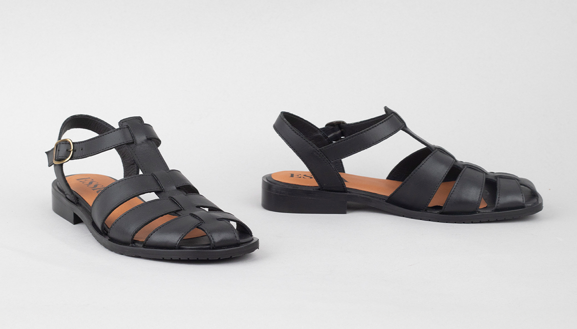 Zak Black Flat Sandal by Esska