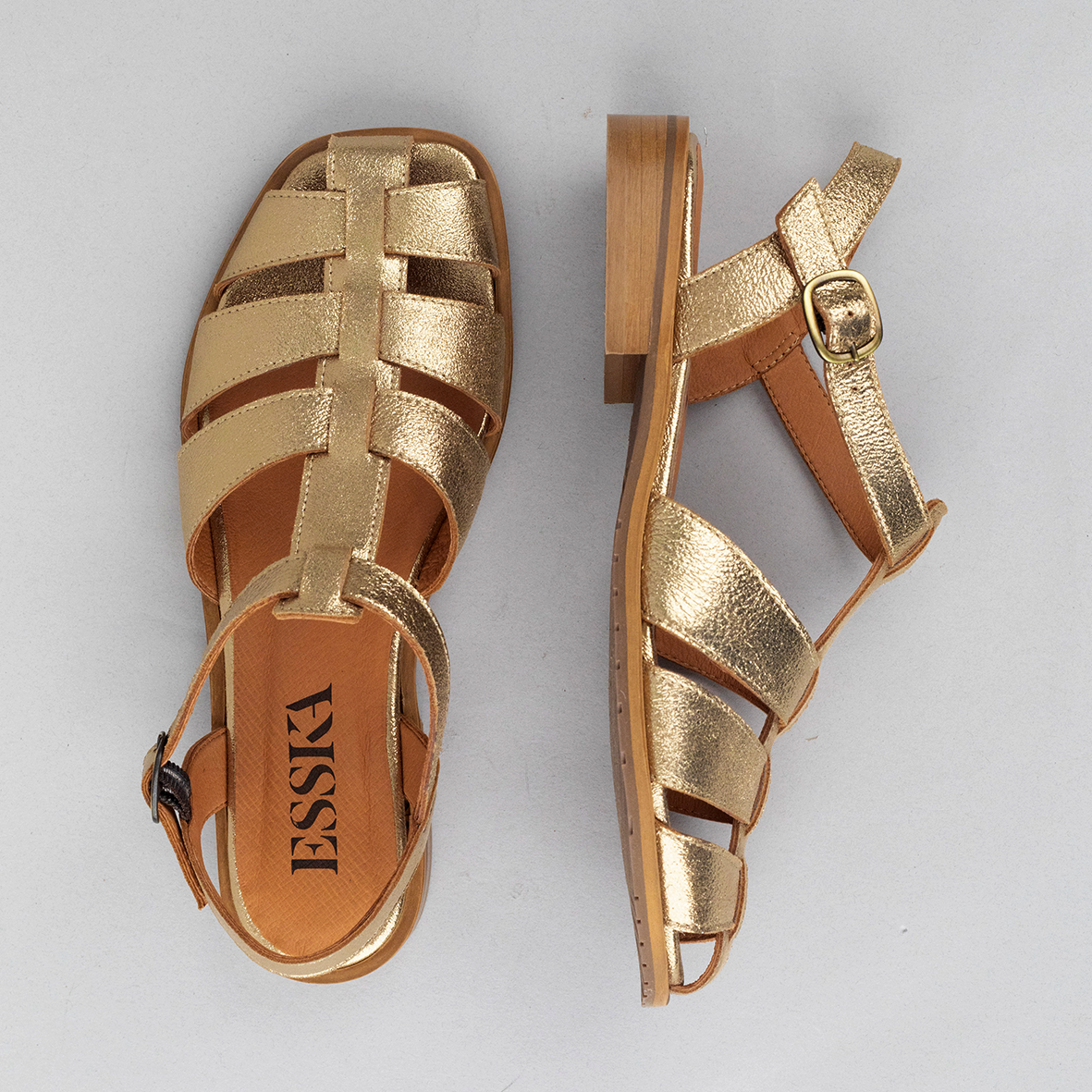 Zak Gold Dust Flat Sandal by Esska