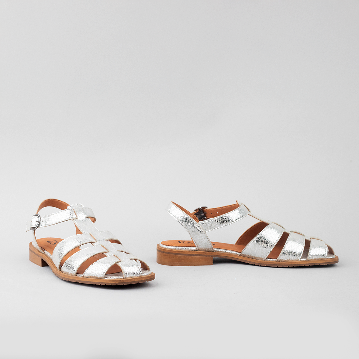 Zak Vegan Silver Flat Sandal by Esska