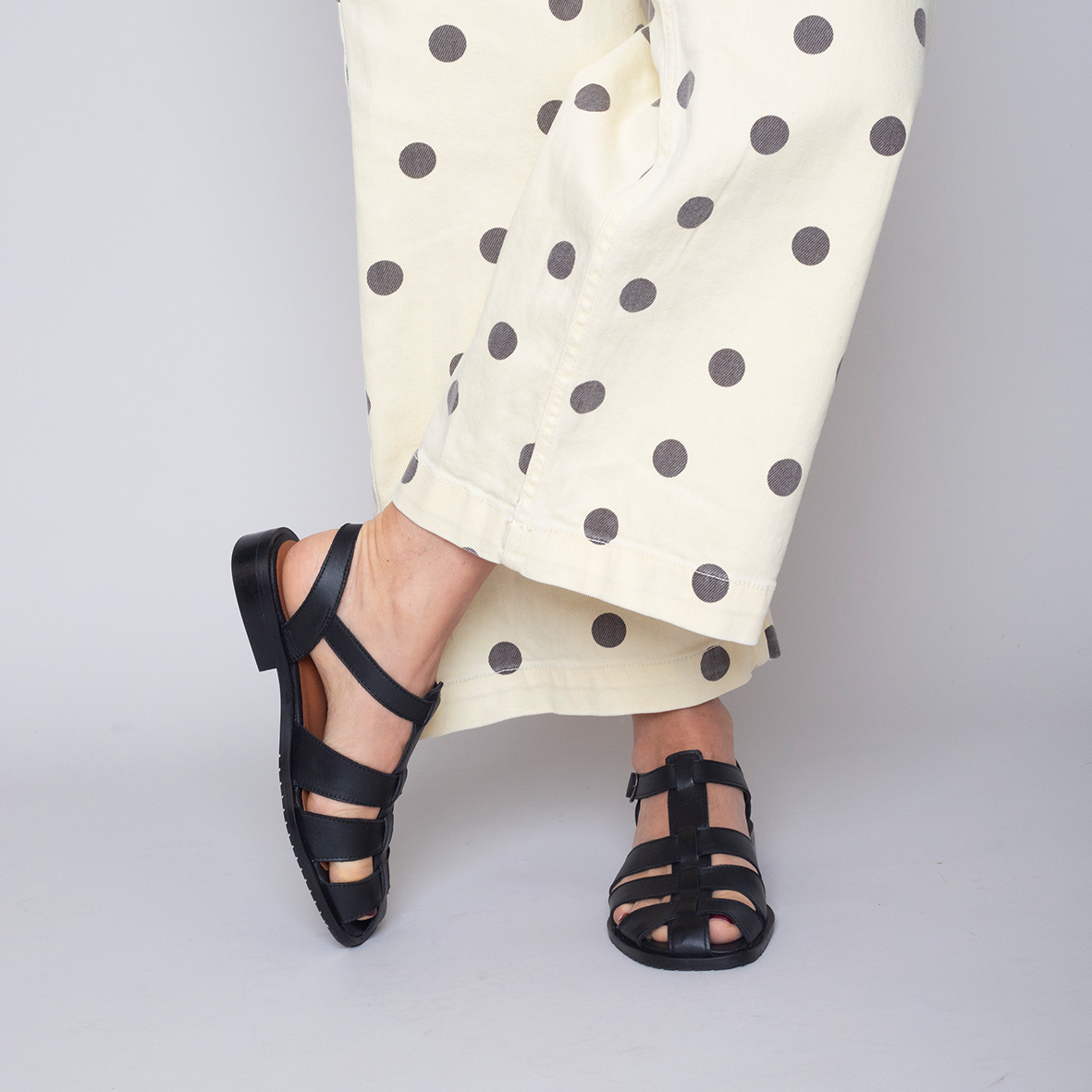 Zak Black Flat Sandal by Esska