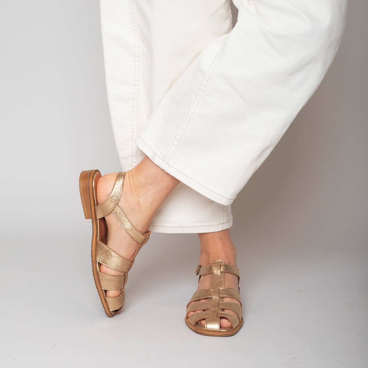 Zak Gold Dust Flat Sandal by Esska