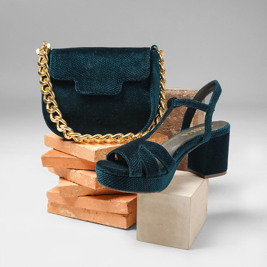 Romeo Bag - Velvet Teal Embossed