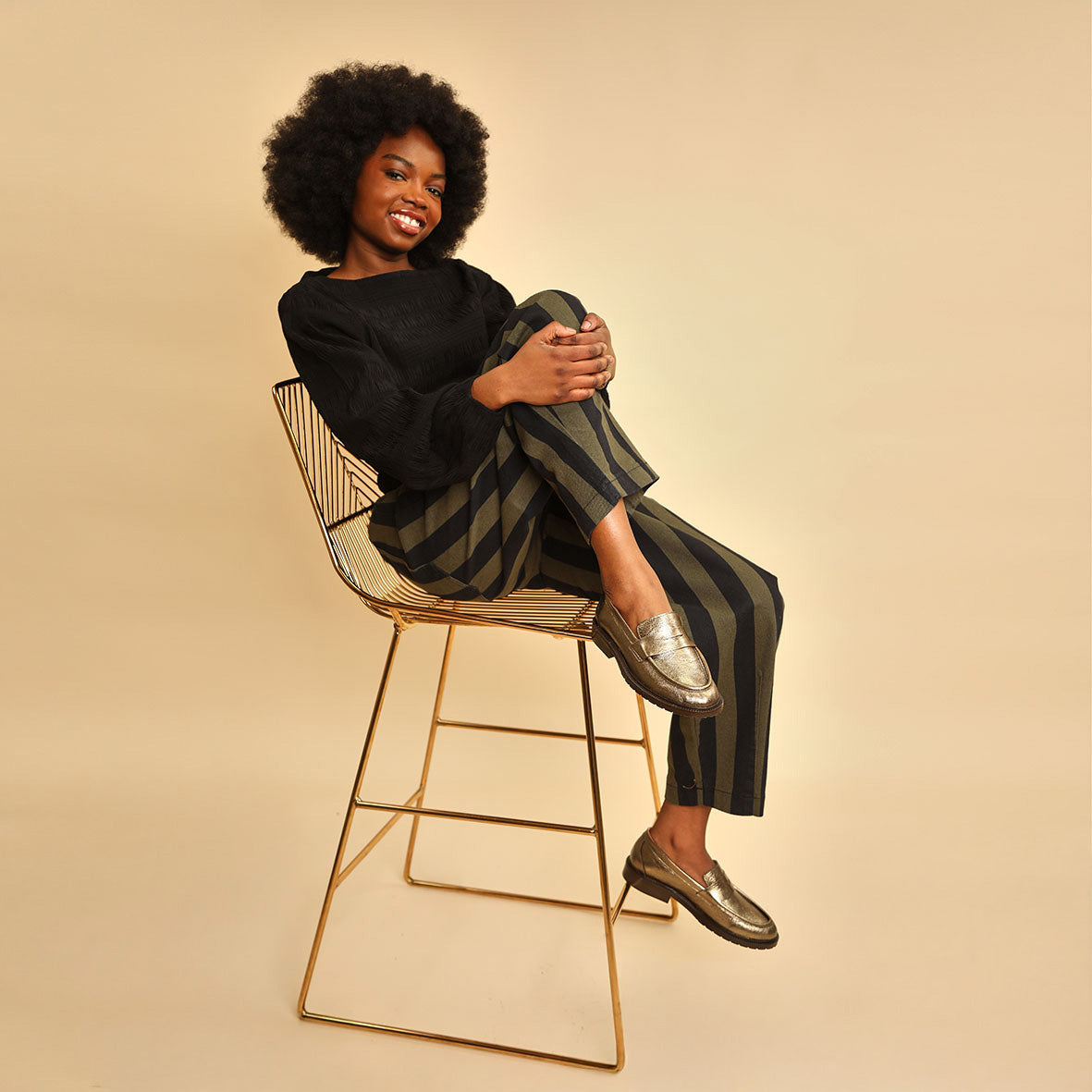Kath Metallic Smoke Flat Shoe by Esska Shoes Ltd