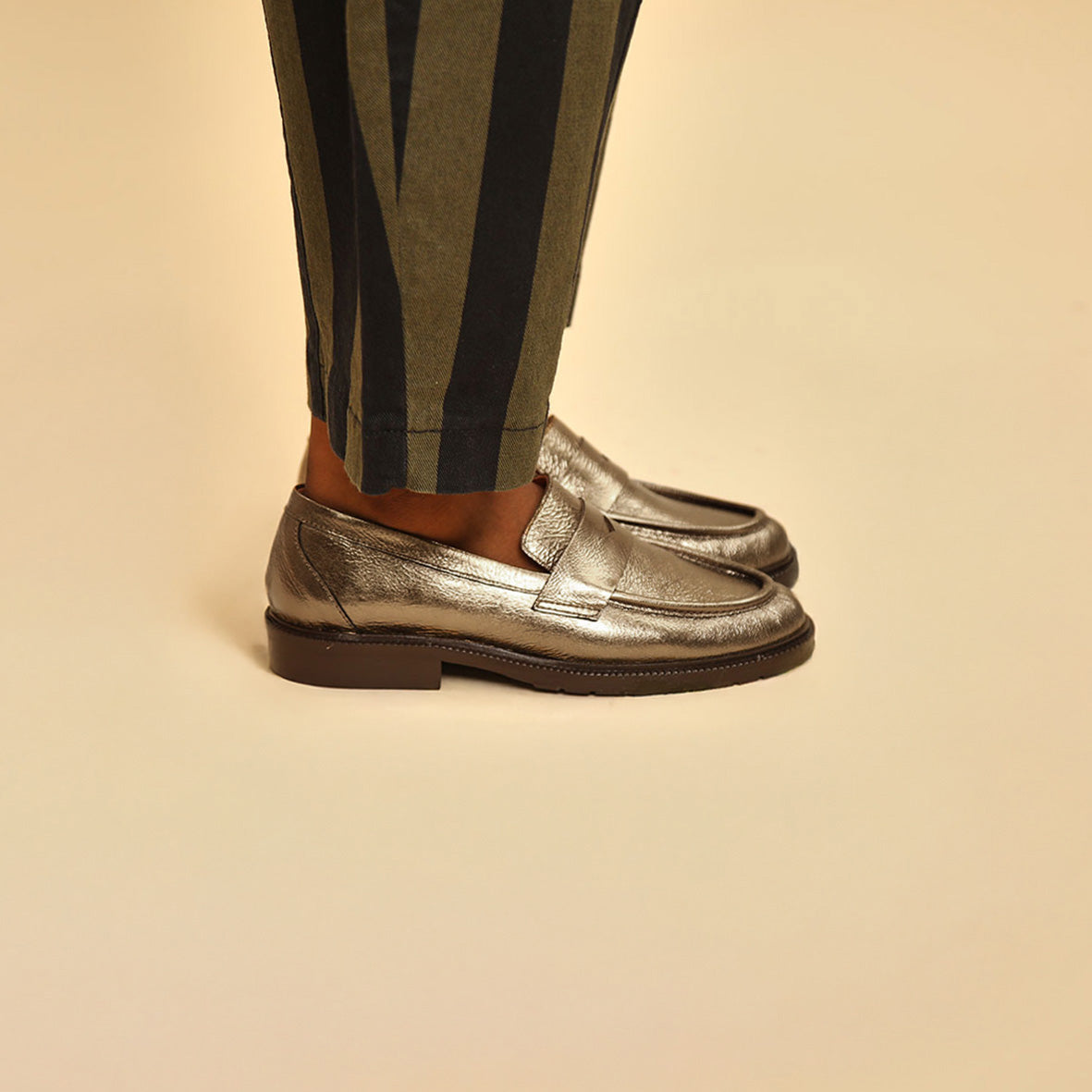 Kath Metallic Smoke Flat Shoe by Esska Shoes Ltd
