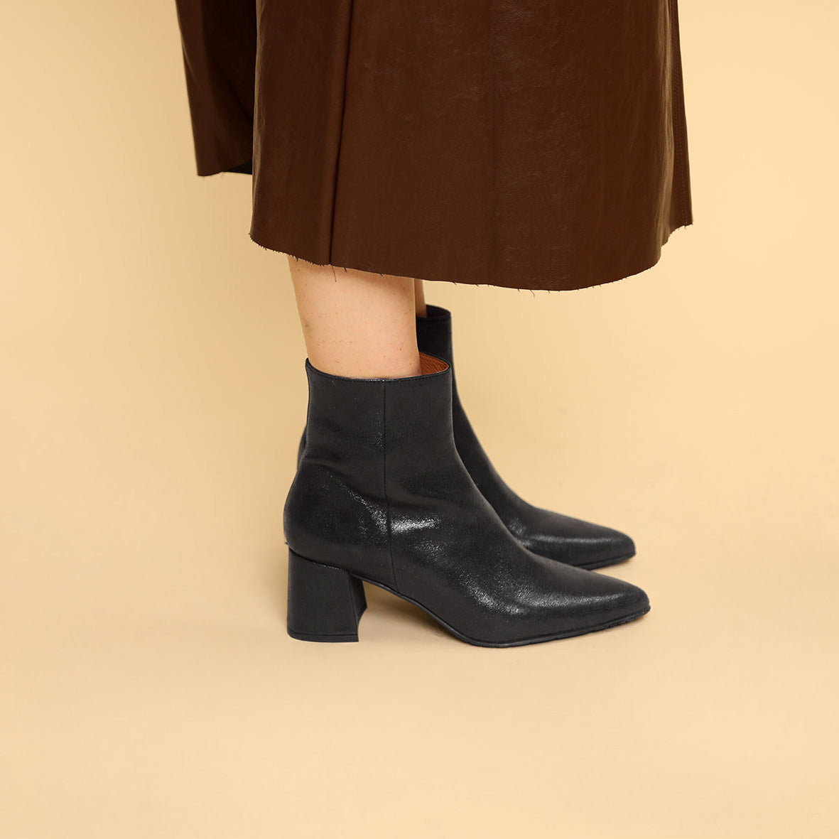 Lorna Metallic Black Mid Boot by Esska