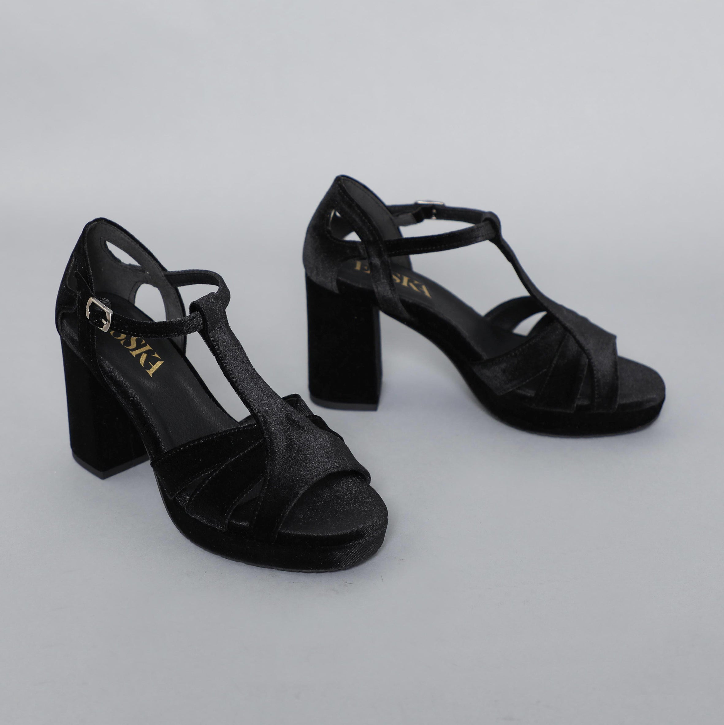 Valerie VEGAN Velvet Black High Sandal by Esska