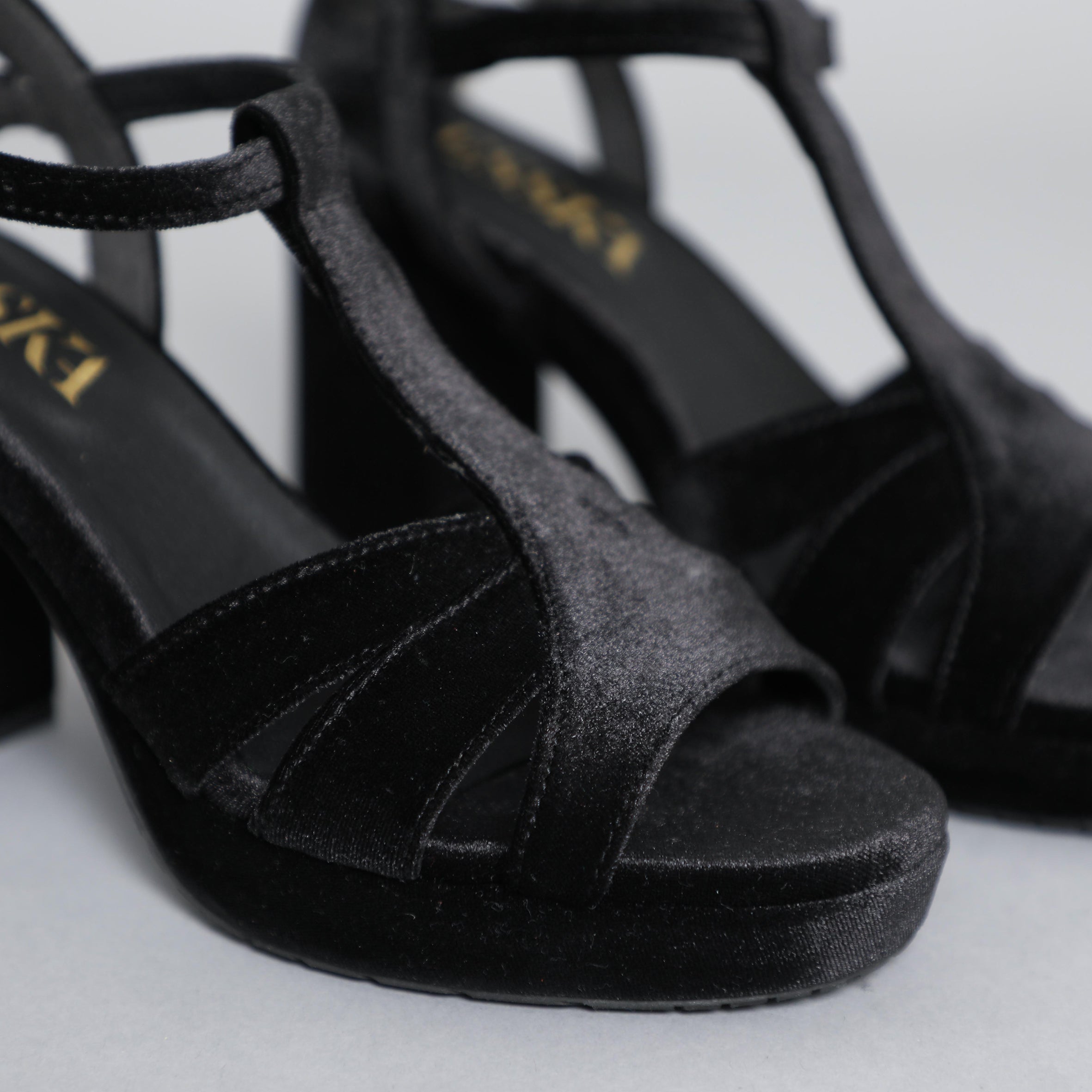 Valerie VEGAN Velvet Black High Sandal by Esska