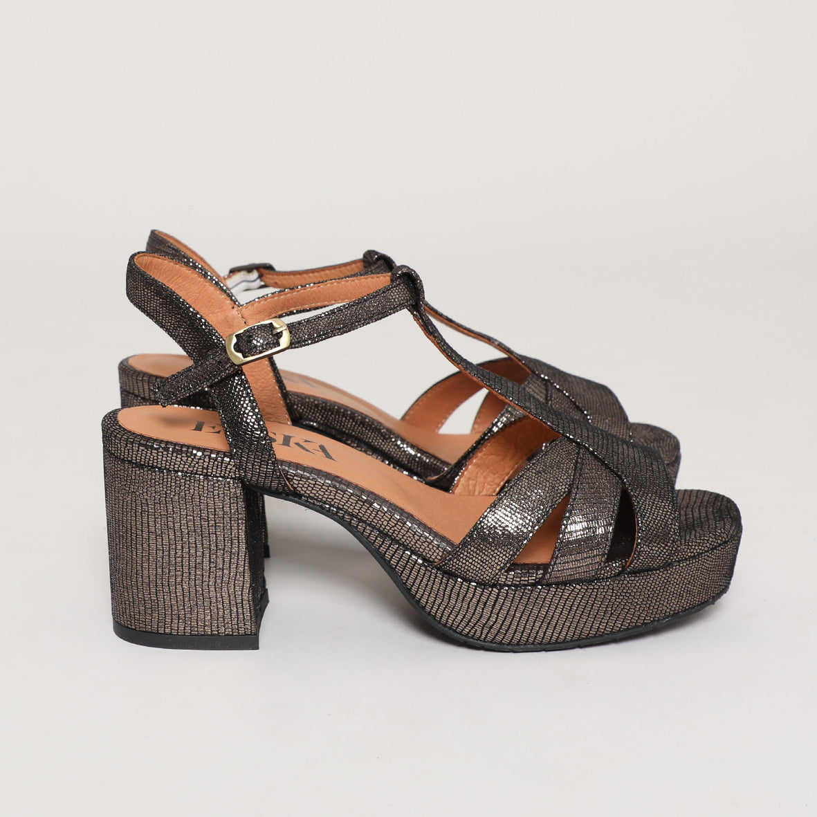 Charlie Anthracite Metallic Mid Sandal by Esska