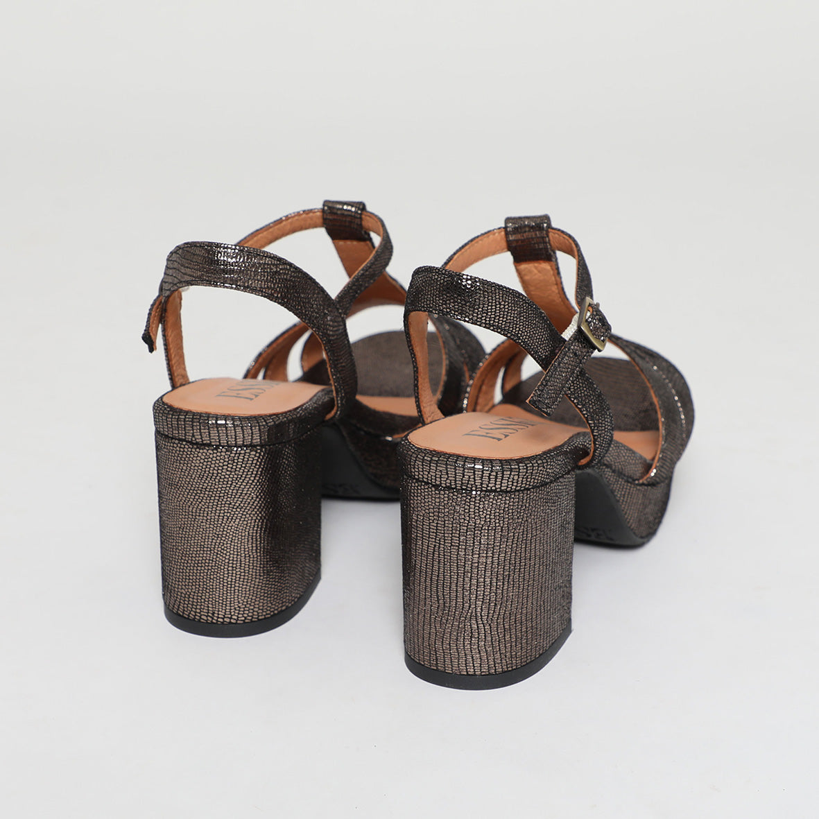 Charlie Anthracite Metallic Mid Sandal by Esska