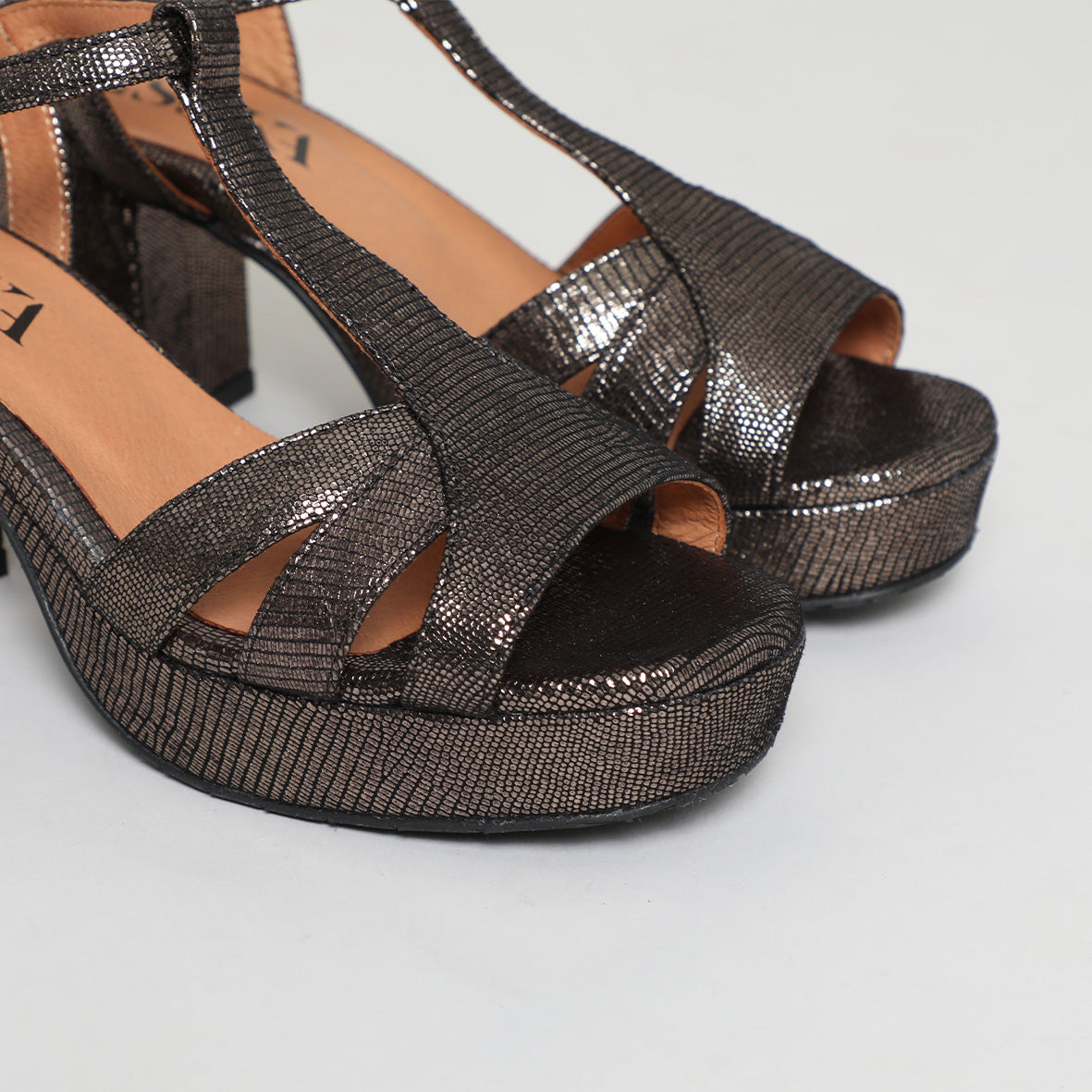 Charlie Anthracite Metallic Mid Sandal by Esska
